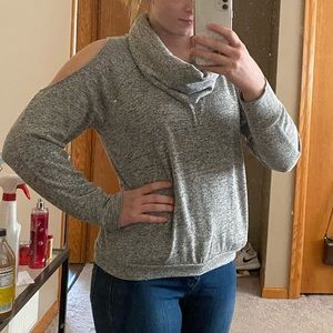 Cold Shoulder  & Bunched up neck Sweater